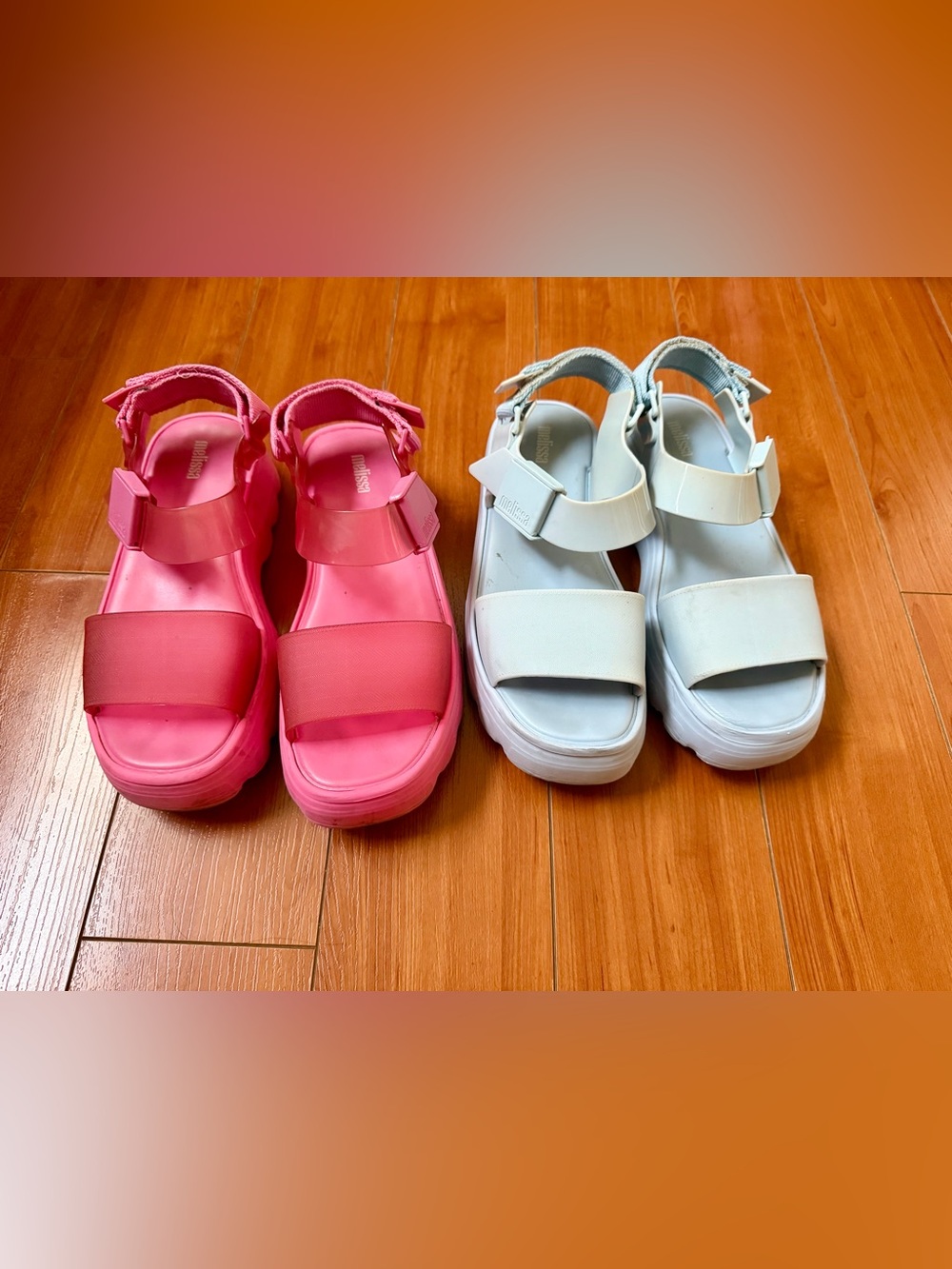 Melissa Kids Platform Sandals in Pink and White